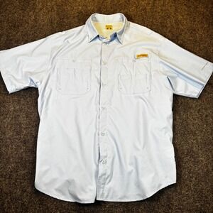 Columbia Men's Short Sleeve UPF Fishing Shirt Light Blue Omni Shade Size L
